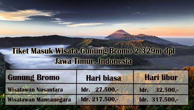 Harga tiket wisata Gunung Bromo