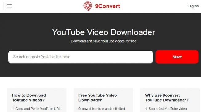 cara download video youtube 9Convert