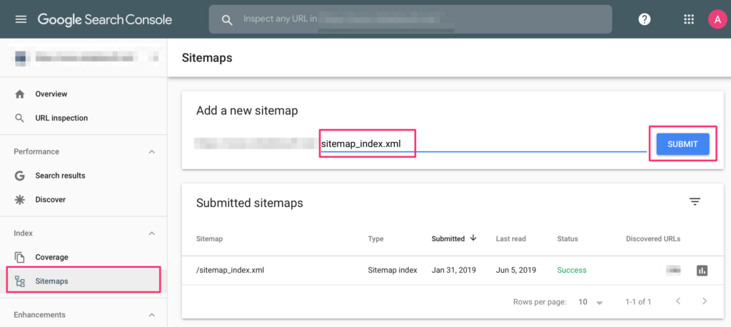 sitemap google search console