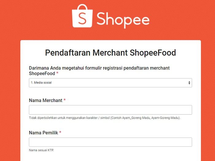 pendaftaran merchant shopee food