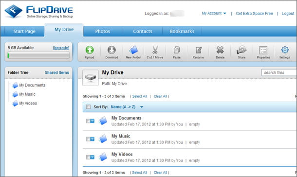 layanan penyimpanan online gratis FlipDrive