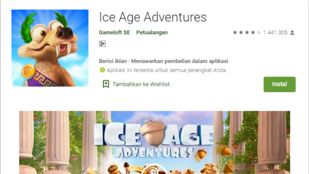 Game petualangan android grafik terbaik Ice Age Adventures
