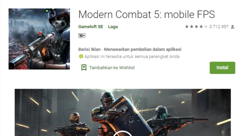 Game petualangan android grafik terbaik Modern Combat 5 Blackout