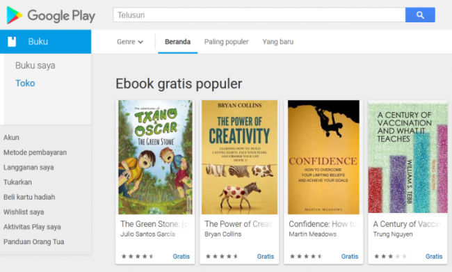 Cara download buku di Google Play Books versi web