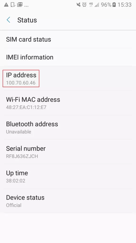 Cek IP address di Android