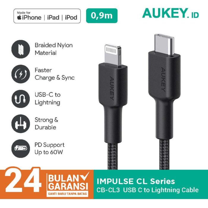 merek kabel charger terbaik Aukey