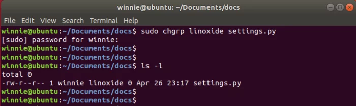 perintah dasar linux chgrp