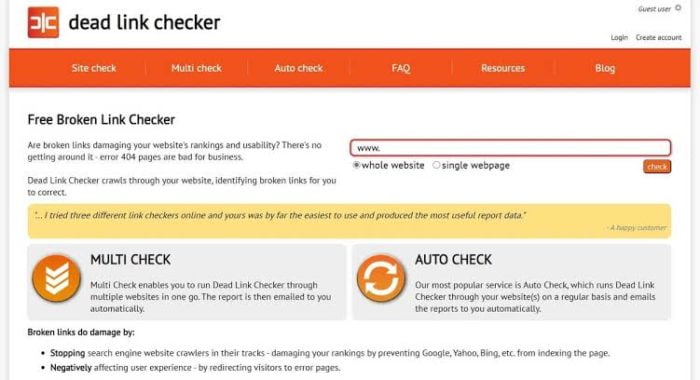 Cek broken link website pakai tool dead link checker