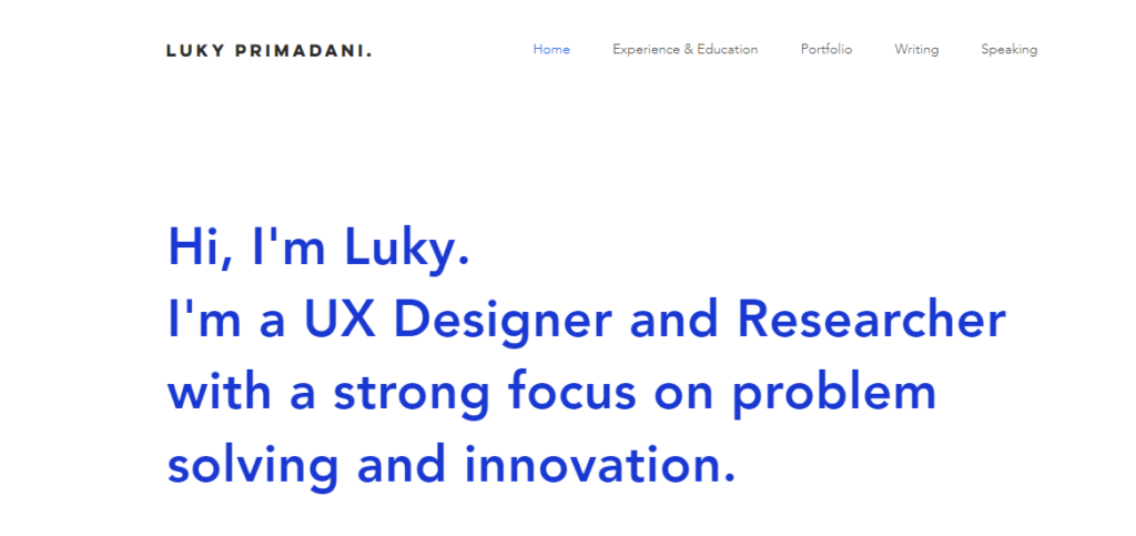 inspirasi website portfolio menarik Luky Primadani