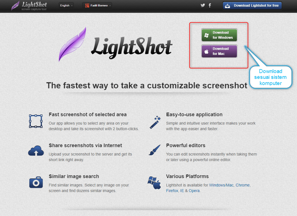 aplikasi screenshot laptop Lightshot