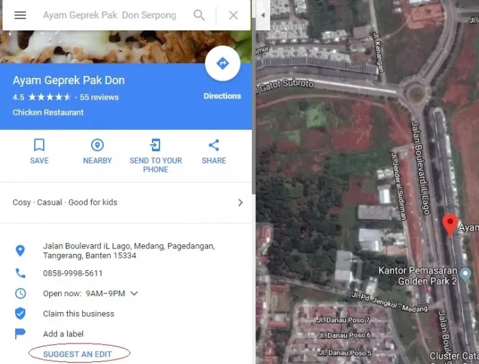 cara menghapus alamat di Google Maps