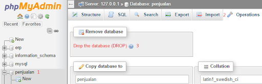 Cara Menghapus Database di PHPMyAdmin