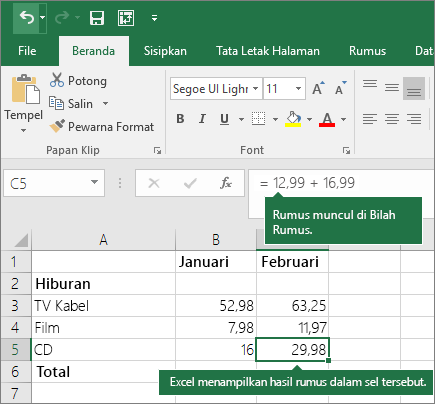 Cara mematikan rumus di Excel