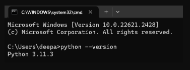 Cek Versi Python di CMD
