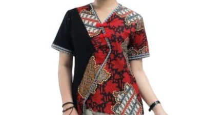 Baju batik kombinasi polos modern