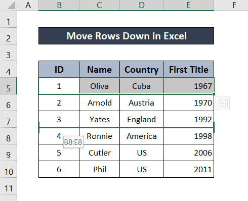 Move Rows in Excel