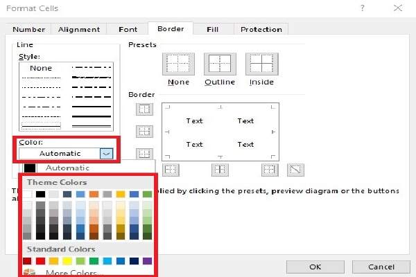 How To Change Border Color In Excel