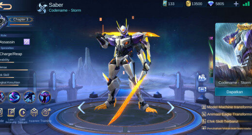 Cara Mudah Mendapatkan Skin Saber Codename Storm ML