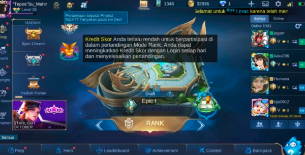 Cara Melihat Kredir Skor dalam Game ML